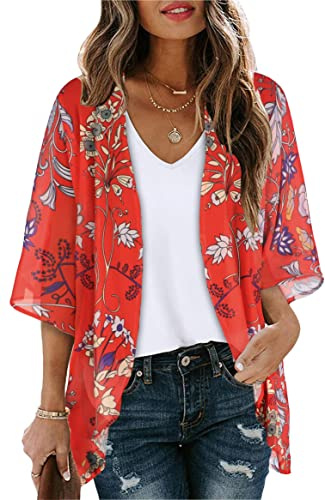Gosunny Kimono, top estivo da donna, stile bohémien, stampa floreale, cardigan, S