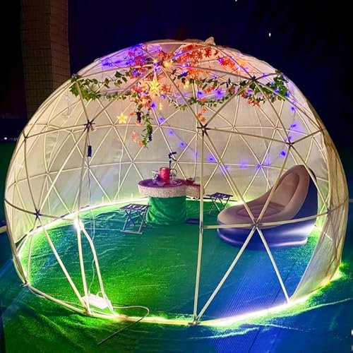 Tenda a Cupola Da Giardino Da 12 Piedi, Serra a Cupola Geodetica Migliorata Con Copertura in Tpu Trasparente E Sacchi Di Sabbia, Per Patio E Sale Da Pranzo,A