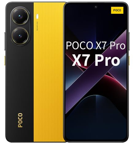 Xiaomi POCO X7 Pro - Smartphone de 12+512GB, Pantalla CrystalRes 1.5K 120Hz AMOLED, MediaTek Dimensity 8400-Ultra, Cámara de 50 MP, 90W HyperCharge, Cargador no Incluido, Amarillo (Versión ES)