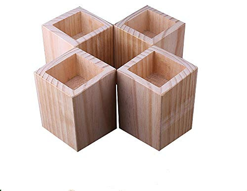 Sänghöjare i trä set med 4 15 cm lyfthöjd möbelhöjare med elefantfötter design för förvaring under sängen 7 × 7 cm skårans inre diameter