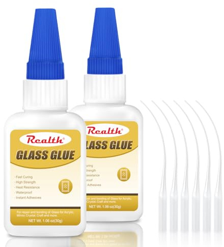Pegamento Vidrio | 60g Pegamento de Vidrio de Reparación | Secado Instantáneo e Impermeable | Adecuado Para Artesanías de Vidrio Espejo Acrílico | Con Tapa Anti - Bloqueo (GG302)