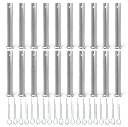 CPROSP 20 Pièces Goupille Trou Unique 10*80 mm & 20 Goupilles Fendues, Goupilles de Chape à Tête Plate, Trou Unique Chape Broches Acier galvanisé, pour la Fixation et la Sécurisation