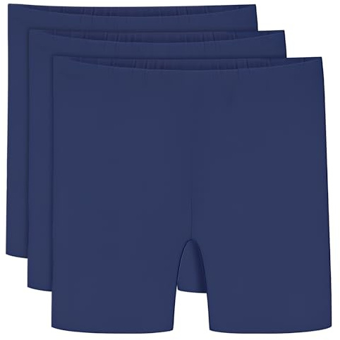 srclo Girls Cycling Shorts Age 5-13 Teen Kids Cotton PE Dance Cycle Gymnastic Breathable Under Dress Short for Girl 3 Pack Blue