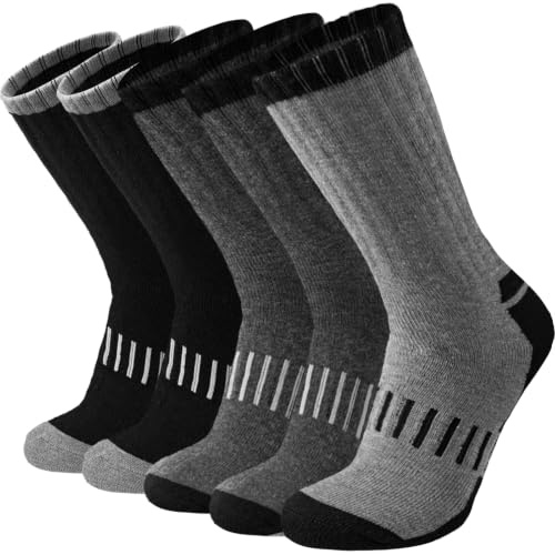 Wamicu Men’s Heavy Duty Work Socks - 5 Pack Thick Thermal Athletic Socks