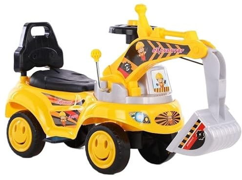 Trattori giocattolo for bambini, escavatore da cavalcare, musica, suoni, scavatrice, scooter, bulldozer, camion da costruzione for bambini, spazio sotto il sedile(Geel,Wiggle car+6 toy cars+pedals)