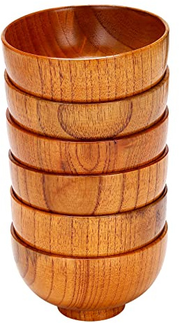 Jevina Juego de 6 de madera para servir sopa, salsa de café, té, ensaladera KüChe
