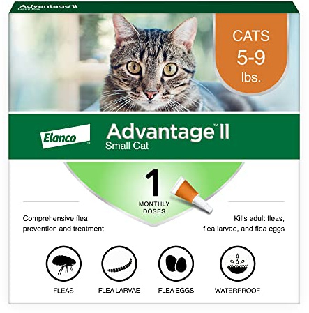 Advantage II Small Cat Vet-Recommended Flea Treatment & Prevention | Cats 5-9 lbs. | 1-Month Supply