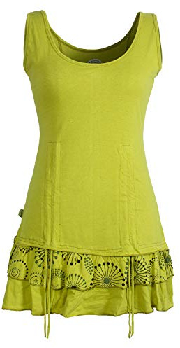 Vishes - Alternative Bekleidung - Damen Lagen-Look Jersey-Tunika Shirt aus Baumwolle zum Raffen hellgrün 42-44