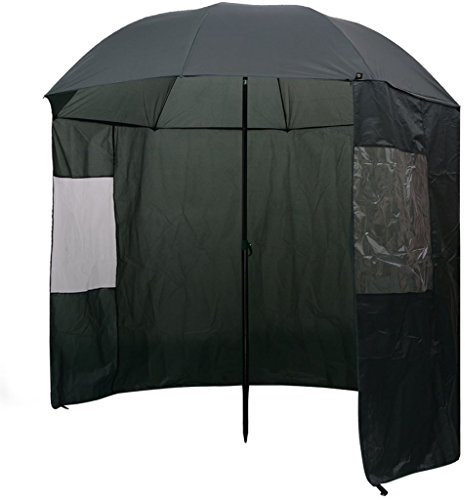 Tidyard Angelschirm mit Seitenwand 240x210 cm Fischerschirm mit Windschutz Schirmzelt Sonnenschirm Angeln Schirm Sportartikel Outdoor-Aktivitäten Angeln & Fischen Dunkelgrün