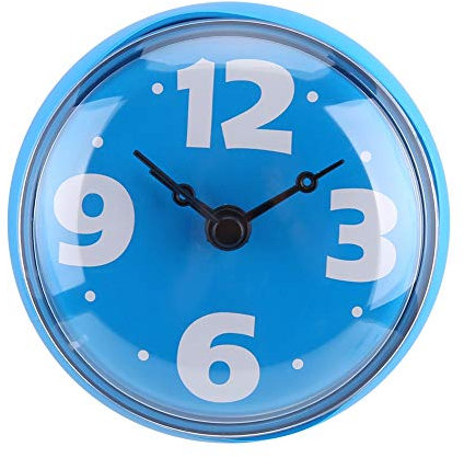 MAGT Badezimmeruhr, wasserdichte Badezimmer Uhr Saugnapf Wanduhr Saugwand Fenster Spiegel Bad Dusche Uhr(Blau)