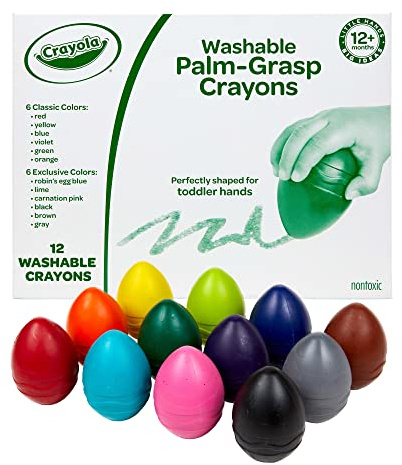 Crayola Palm Grasp Crayons, Egg Crayons, Gift for Toddlers, 12 Count