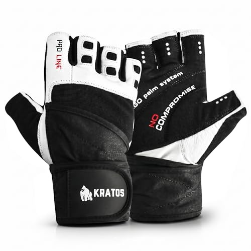 Kratos - Guantes Ergo Gym | Guantes de Levantamiento de Pesas Ejercicio, Deporte, Entrenamiento Crossfit | Transpirable y Acolchado | Disponible en Diferentes Variantes