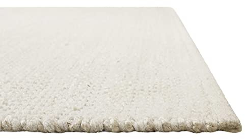 Wecon Home Teppich, Läufer, Kurzflor, nachhaltig, Natur, modern aus Jute und Wolle, bestens geeignet für Wohnzimmer, Flur » Toulouse « (80 x 150 cm, Creme)