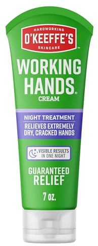 O'Keeffe's Working Hands Night Treatment Hand Cream for Extreme Dryness - 7 oz Tube (1 Pack) - Repairing Skincare for Cracked, Dry Hands