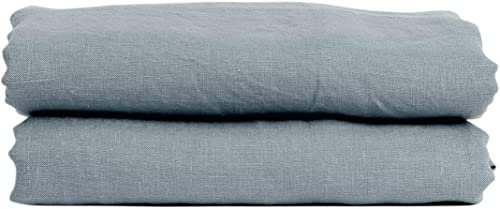 My Linen Home Bettlaken aus 100% Stonewashed Leinen Grau Blau, 200x260cm I Hypoallergen, Temperaturregulierend, Atmungsaktiv I Sanft, weich selbst zur empfindlichsten Haut I Für alle Jahreszeiten
