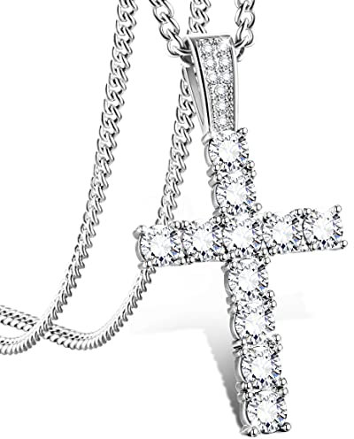 KALVICA Kreuz Halskette für Damen Herren Glänzende Zirkonia Kreuz Halskette Symbol Basic Religion Kette Halskette mit Klein Kreuz Anhänger Simulationsdiamant