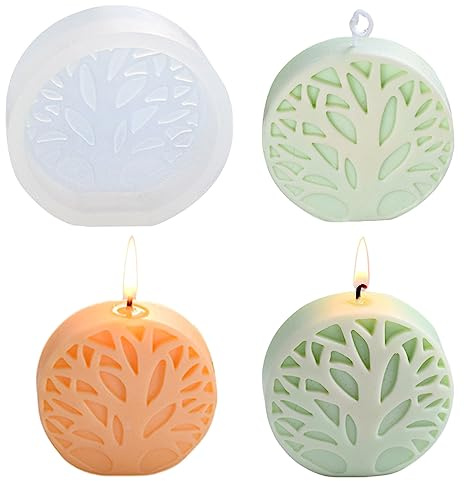 Moldes de silicona para velas de árbol de la vida, molde de vela 3D para hacer velas, molde de jabón de resina en forma de árbol simple para aromaterapia, velas hechas a mano, moldes de cera derretida