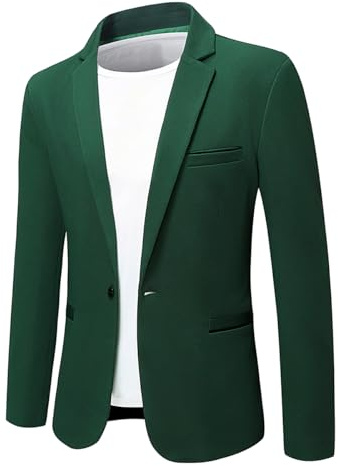 Allthemen Blazer Homme Veste de Costume Slim Fit Un Bouton Veston Blazer Homme Casual Elégant Formel pour Mariage Business Soirée Vert L