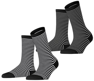 Esprit Femme Fine Line Multipack W So Coton Fantaisie Chaussettes, Multicolore Schwarz 0050, 39-42 EU