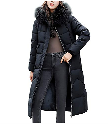 Yolimok Manteaux Duvet Femme Doudoune Élégant Longue Manteau Hiver Manteau Zippé épais Chaud Parka Blouson avec Capuche Fourrure Grande Taille Duvet en Coton Veste Chaud éPais Long Elegant