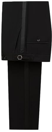 FIXRIMCH Men's Fit Flat Front Tuxedo Pants Slim Formal Black Stripe Trousers with Adjustable Waistband Dress Pants for Prom, Black-Satin, Small