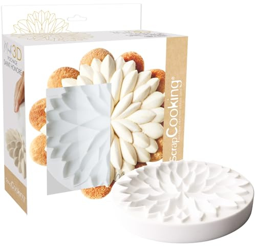 ScrapCooking - Moule Dessus de Tarte & Entremets « Saint-Honoré » - Moule Silicone 3D en Relief - Ø21 x 2,5 cm - Pour Gâteaux Anniversaire, Pâtisseries - Qualité Professionnelle - Avec Recette - 2896