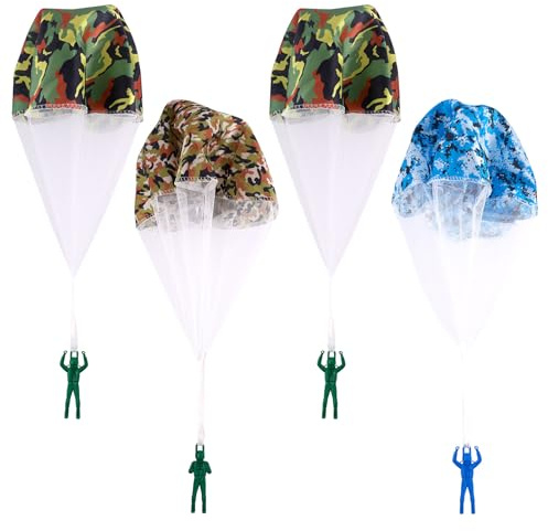 Gosknor 4pcs Parachute Toys for Kids, Tangle-Free Hand Throw Parachute Outdoor Flying Toys with Soldier Childrens Play Parachute for Boys Girls Gifts Birthday Christmas Party Favors (Camouflage)
