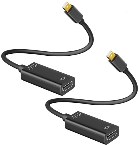 4K Mini DisplayPort to HDMI Adapter 2 Pack, 4K@30Hz Mini DP to HDMI Adapter, Gold-Plated Thunderbolt to HDMI Converter Compatible with MacBook Air/Pro, Microsoft Surface Pro/Dock, Monitor, Projector