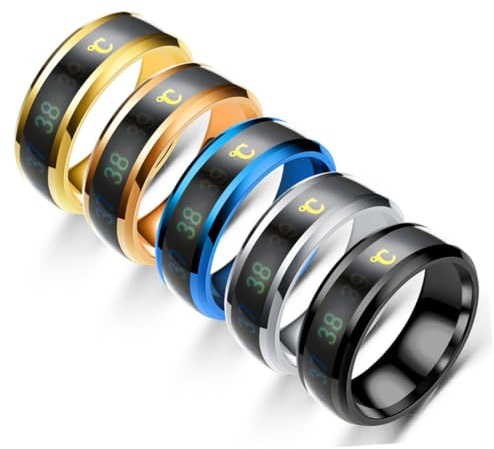 Baluue Bague Connectée en Acier Titane Légère et Changeant de Couleur pour Couples, Anneau Intelligent Rond Taille 7 pour Party et Toute Saison