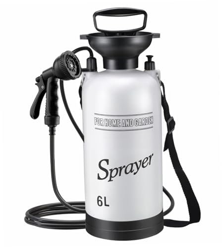 Grtheenumb Portable Camping Shower, Portable Camping Shower, 6L with 10 Modes Sprayer Head and 9.84ft Hose for Garden Picnic Hiking Beach Car Cleaning