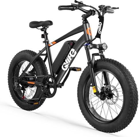 Qlife Racer Fat Tire Series Electric Bike for Adults, 28MPH, 50/65 Miles Mountain Ebike with Peak 1200W Brushless Motor, 48V 10AH/13AH (Standard, Matte Black)