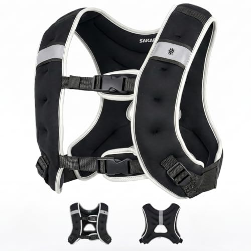 SAKAE AirFlow Weighted Vest, 3.6 kg (8 lb) for Women and Men, Ventilated back, Adjustable front and side straps, Balanced weights, For walking, running, rucking and workouts, Black