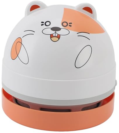 Erchineko Mini Skrivbordsdammsugare Bärbar Sladdlös Bordsdammsugare, Högsug Lågljud Dammsugare med Munstycksborste för Biltangentbord Datorrengöring (Hamster)