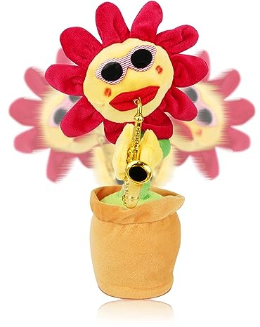 SKSTECH Musical Sing and Dancing Sunflower Soft Plush Funny Creative Saxophone Singing Toy (Pink)(Check Seller Name)