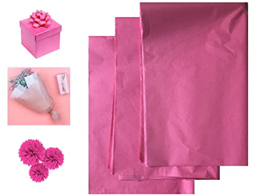 VEZODEK 30 Silkespappersark för Förpackning Blombukett Gåvor | Bröllopsfest Födelsedag Påsk Omslagspapper för Pyssel Konst Dekoration 50x75cm (Rosa)