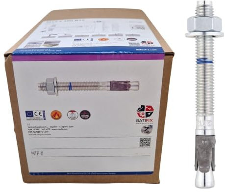 BATIFIX 50 Stück Schwerlastanker verzinkt mit ETA Option 1 Industriequalität Schwerlastdübel Keilanker Bolzenanker Ankerbolzen Blitzdübel Ankerschraube (M8 x 75)