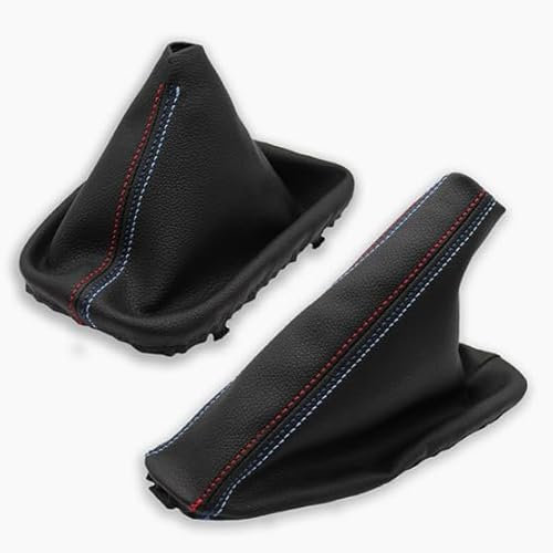Cargaiter - Schaltsack Schaltmanschette + Handbremsmanschette Kompatibel für BMW E46 (1990-2007) (Tricolor ///) | Auto Zubehör Innenraum