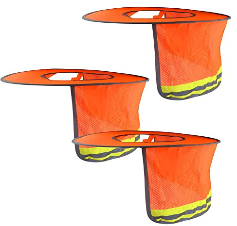 WMYCONGCONG Hard Hat Sun Shield Full Brim Mesh Neck Shield Sun Visor with Reflective Strip for Outdoor Construction Site Hardhats Safety Helmet Accessories, High Visibility