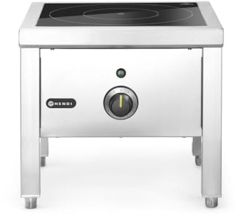 HENDI Piano cottura a Induzione Professionale 5000W, Fornello Hokker ad Alta Potenza con 11 Livelli, 400V, 400x400x(H)380mm, Acciaio Inossidabile