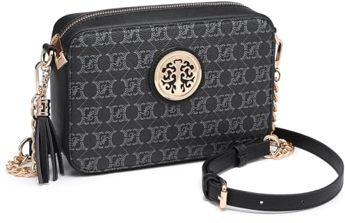 MKP - Bolso cruzado mediano ligero para mujer, bolso de mensajero con borla frontal y bolsillo con cremallera, Negro 2