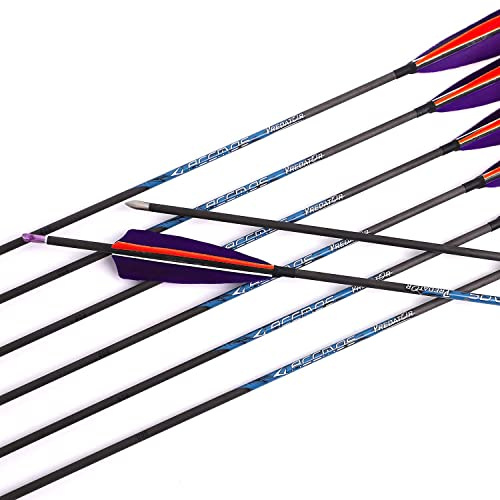 ACCMOS 1000-Spine Flèche 29-Pouces Flèche Flèches Carbone Flèche Cible Flèche de Chasse Arc à Poulies Arc Recurve Adulte Jeunesse Tir à l’Arc Entraînement 6pcs Orange