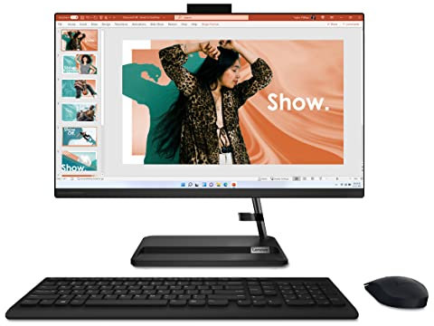 Lenovo IdeaCentre All-in-One 3 – 23,8 Zoll Full HD Display (Intel Core i3-1220P Prozessor, 512 GB SSD, 8 GB RAM, DVD±RW, Windows 11, Wi-Fi 6) + USB-Tastatur und Maus – Schwarz