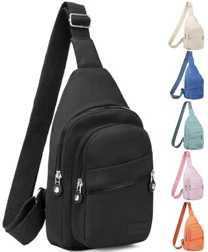 Banelu Small Sling Backpack Crossbody Sling Bag for Women Men, Chest Bag Daypack Fanny Pack Cross Body Bag for Outdoors Hiking Traveling - Black