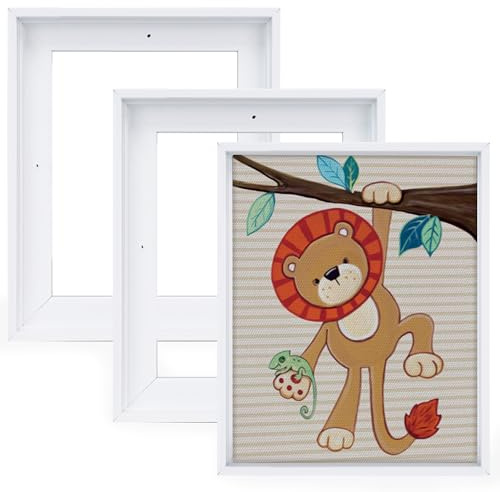 HUACANVAS 3 Pack Canvas Floater Frames for Painting Art with 0.6~0.9 Depth,Canvas Frames for Prints,Floating Frame for Home Decore (12x16, White)