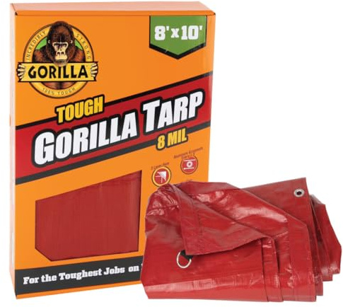 Gorilla Tough Tarp - Heavy-Duty Waterproof, 8 ft x 10 ft