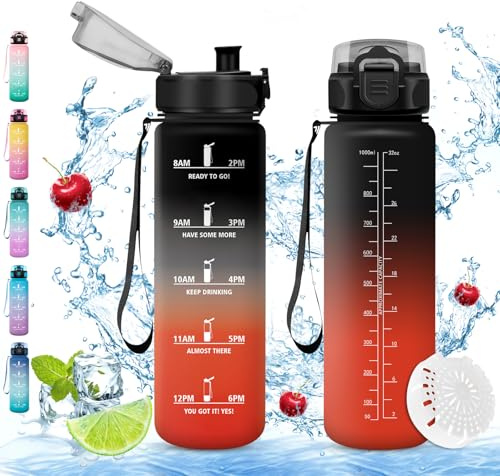 Vikaster Sport trinkflasche, 1000ml BPA-frei, Trinkflaschen Fahrrad, Auslaufsicher, Trinkflasche Kohlensäure Geeignet, Trinkflaschen sport für Fahrrad, Fitness, Schule, Kinder, Outdoor