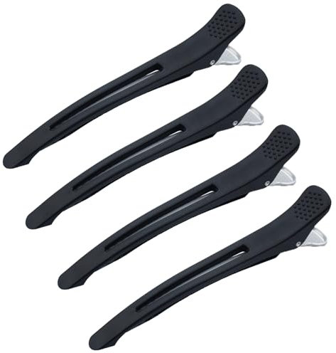 4 Pezzi Pinze Capelli,Mollette Trucco per Capelli Anatra Bill Clip,Pinze Capelli Donna,Fermagli per Capelli Professionali per Parrucchieri,Fermagli Capelli per lo Styling Della Sezione-Nero