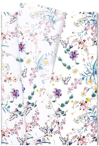 Jwssor Floral Tissue Paper,Flower Tissue,20sheets 50x35 Tissue Paper for Wrapping Gifts Birthday Party Wedding