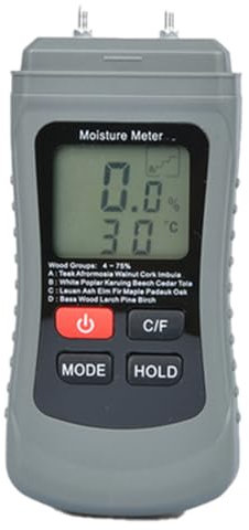 Lahdrhab MT01 Humidimètre numérique en bois à double broche avec fonction de température ambiante