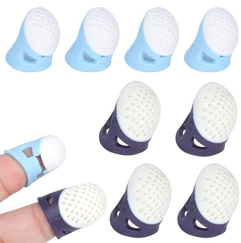 HhBdy Thimbles for Hand Sewing,8Pcs Silicone Thimble Finger Protectors 2 Sizes Fingertip Thimble Finger Tips Pads Cover,Easy to Use Thimble Sewing Pocket Cross Stitch to Protect Fingers